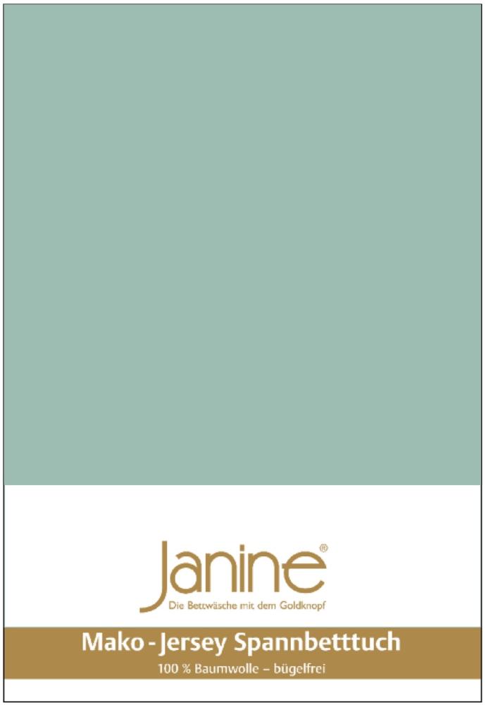 Janine Mako Jersey 5007 Spann-Betttuch Spann-Bettlaken 100% Baumwolle 36 rauchgrün 140-160cm x 200cm Bild 1