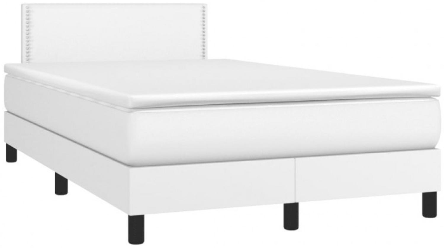 Boxspringbett mit Matratze & LED Weiß 120x190 cm Kunstleder (Farbe: Weiß) Bild 1
