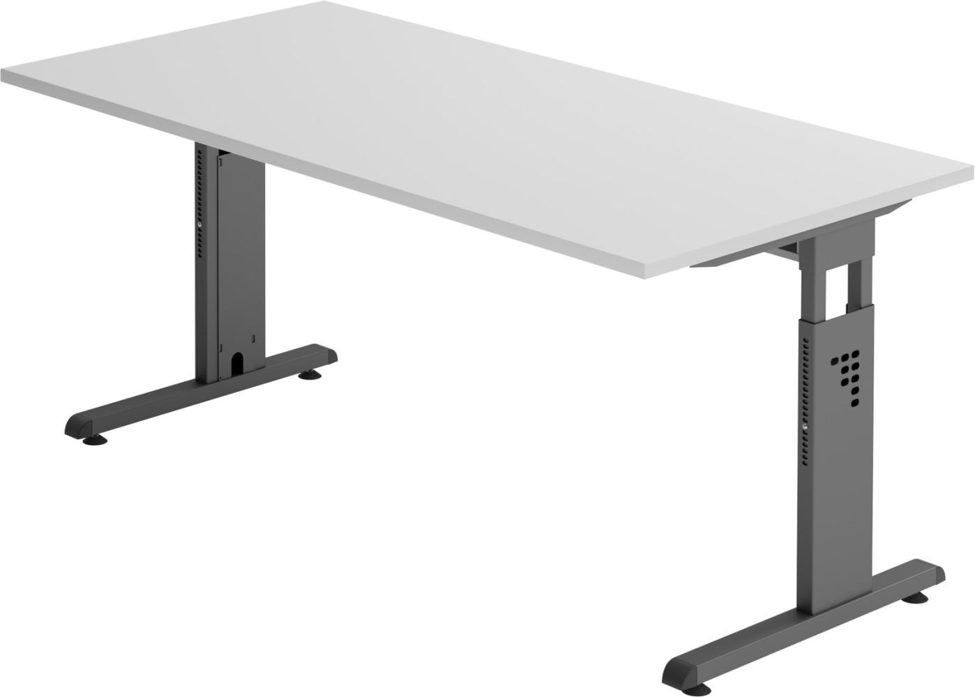 bümö® Schreibtisch O-Serie höhenverstellbar, Tischplatte 160 x 80 cm in grau, Gestell in graphit Bild 1