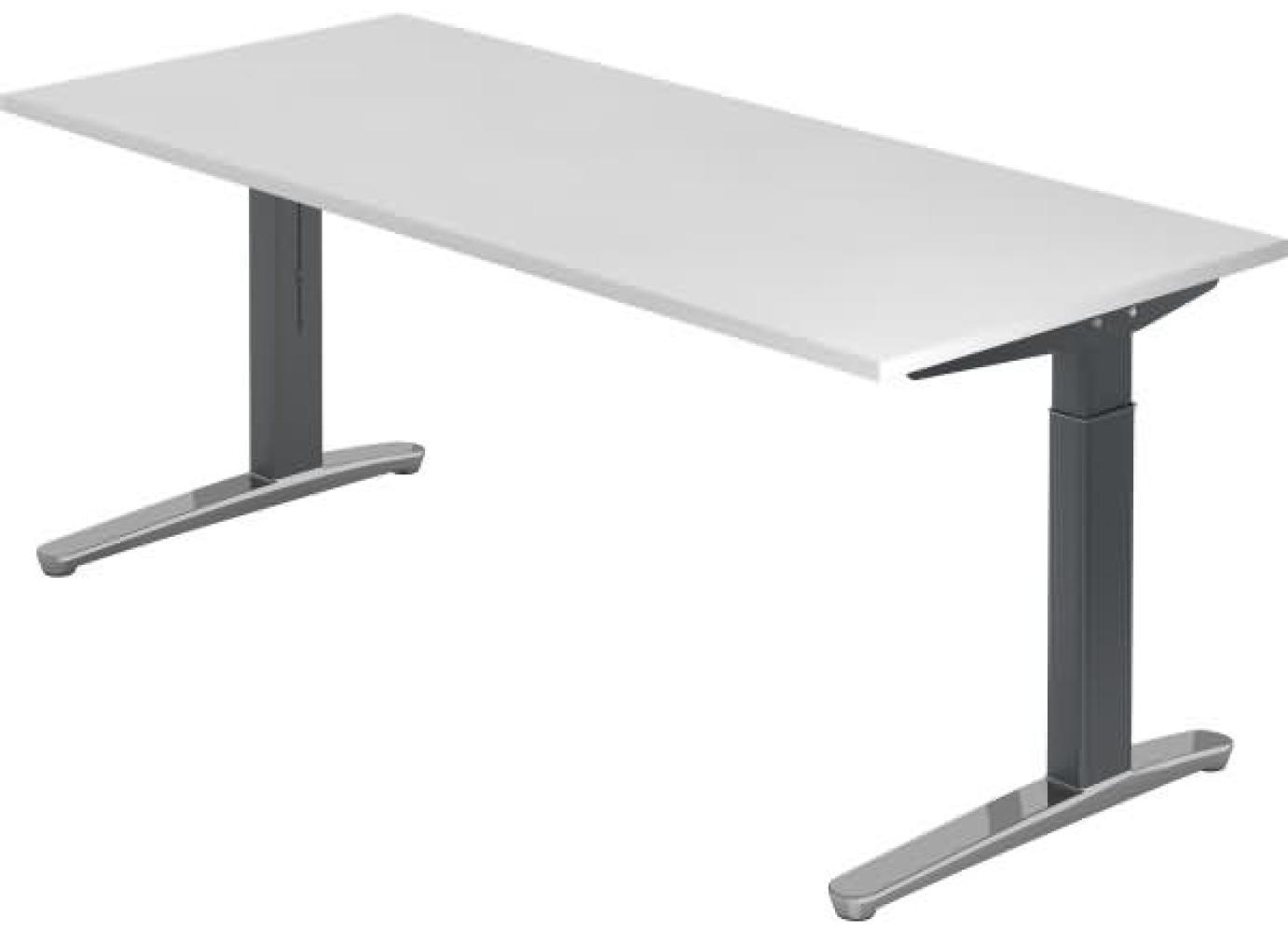 'XB19' Schreibtisch, C-Fuß, poliert, 180x80cm, Weiß / Graphit Bild 1
