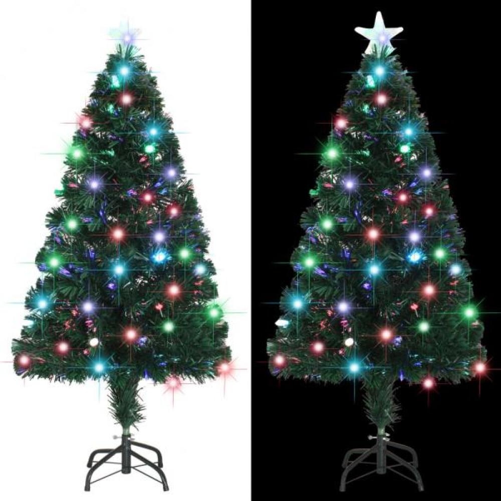 vidaXL Künstlicher Weihnachtsbaum mit Ständer/LED 120 cm Fiberoptik Bild 1
