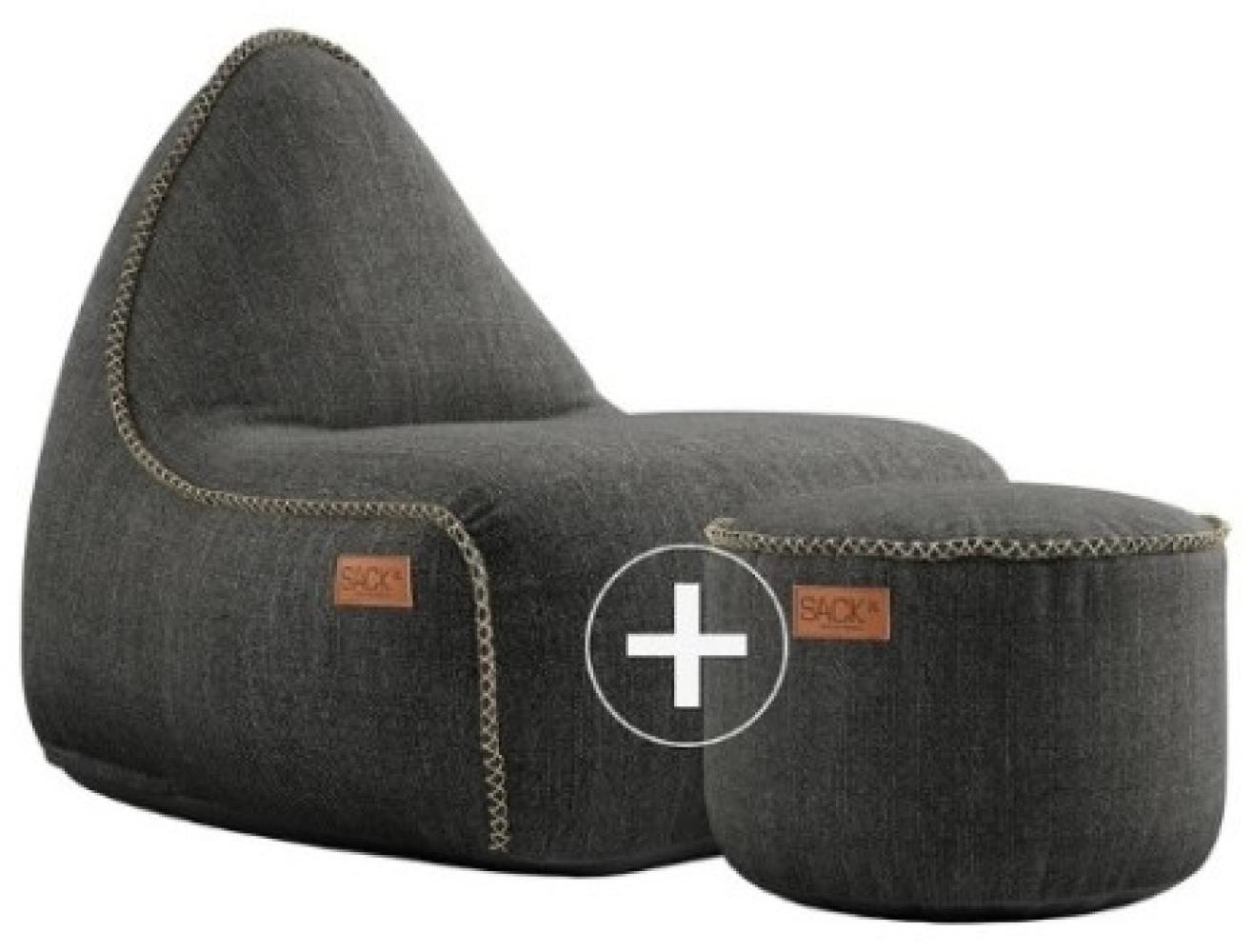 RETROit Cobana Outdoor Sitzsack Loungsessel mit Hocker – Sparset grau Bild 1