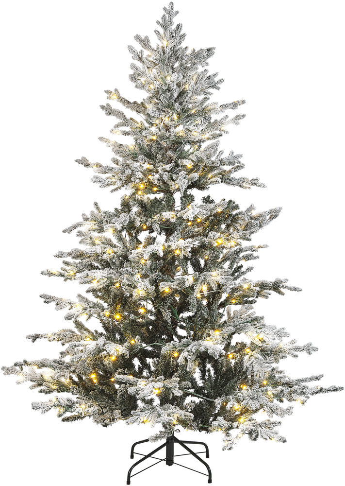 Künstlicher Weihnachtsbaum mit LED Beleuchtung schneebedeckt 180 cm weiß BRISCO Bild 1