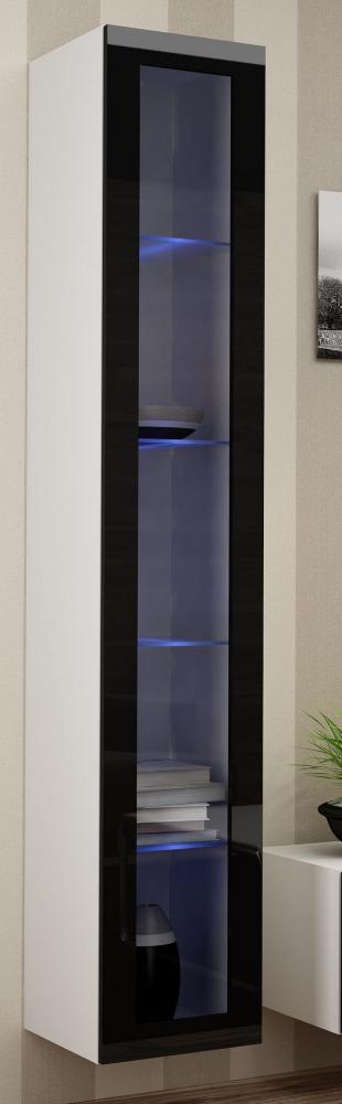 99rooms Vago Glas Vitrine 180 cm Weiß Schwarz Bild 1