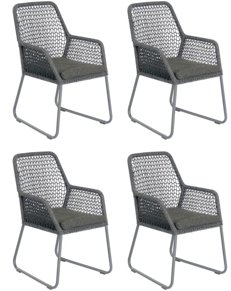 Sonnenpartner 4er-Set Gartensessel Poison Aluminium mit Polyrope dunkelgrau Gartenstuhl Sessel Bild 1