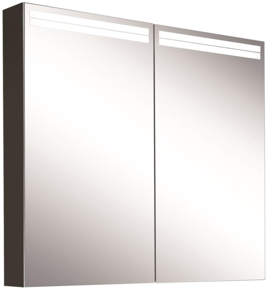Schneider ARANGALINE LED Lichtspiegelschrank, 2 Doppelspiegeltüren, 80x70x12cm, 160. 480. 02. 41, Ausführung: EU-Norm/Korpus schwarz matt - 160. 480. 02. 41 Bild 1