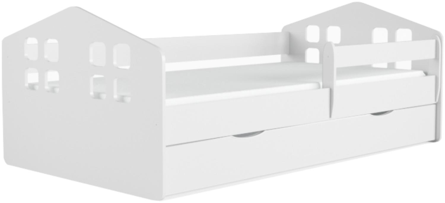 Kinderbett Mika inkl. Rollrost + Matratze + Bettschublade in weiß Bild 1
