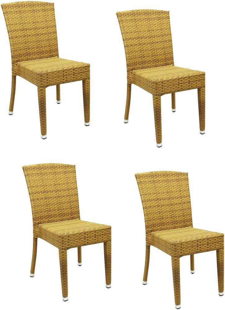 4x KONWAY® MAUI Stapelstuhl Tabaco Polyrattan Garten Sessel Stuhl Set stapelbar Bild 1