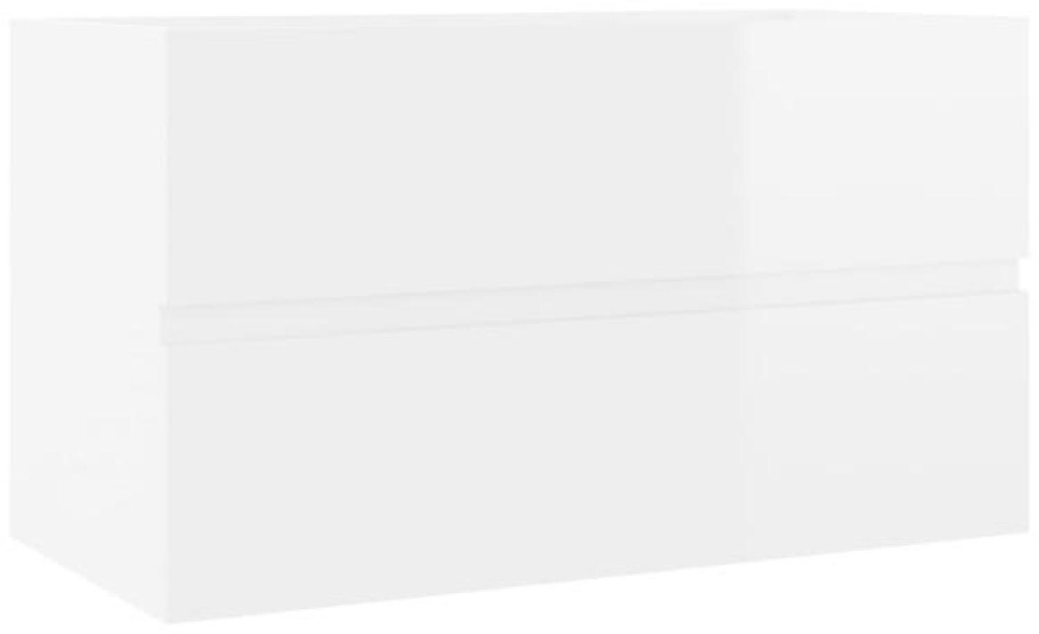 VidaXL Waschbeckenunterschrank, Hochglanz-Weiß, 80x38,5x45 cm Bild 1