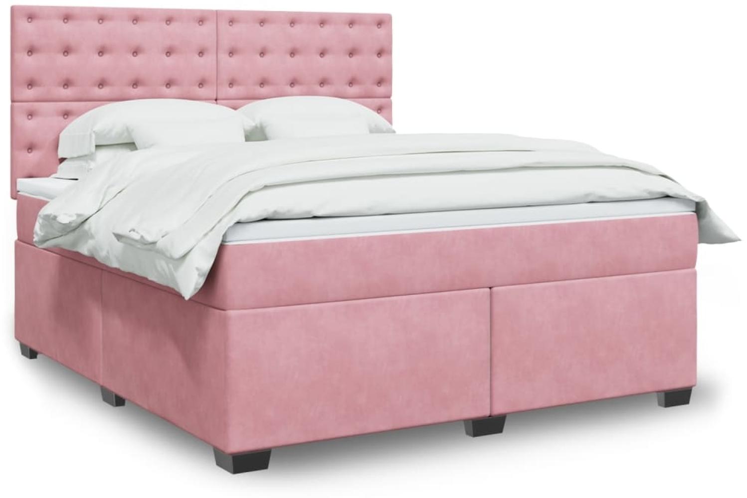 vidaXL Boxspringbett mit Matratze Rosa 180x200 cm Samt 3290995 Bild 1