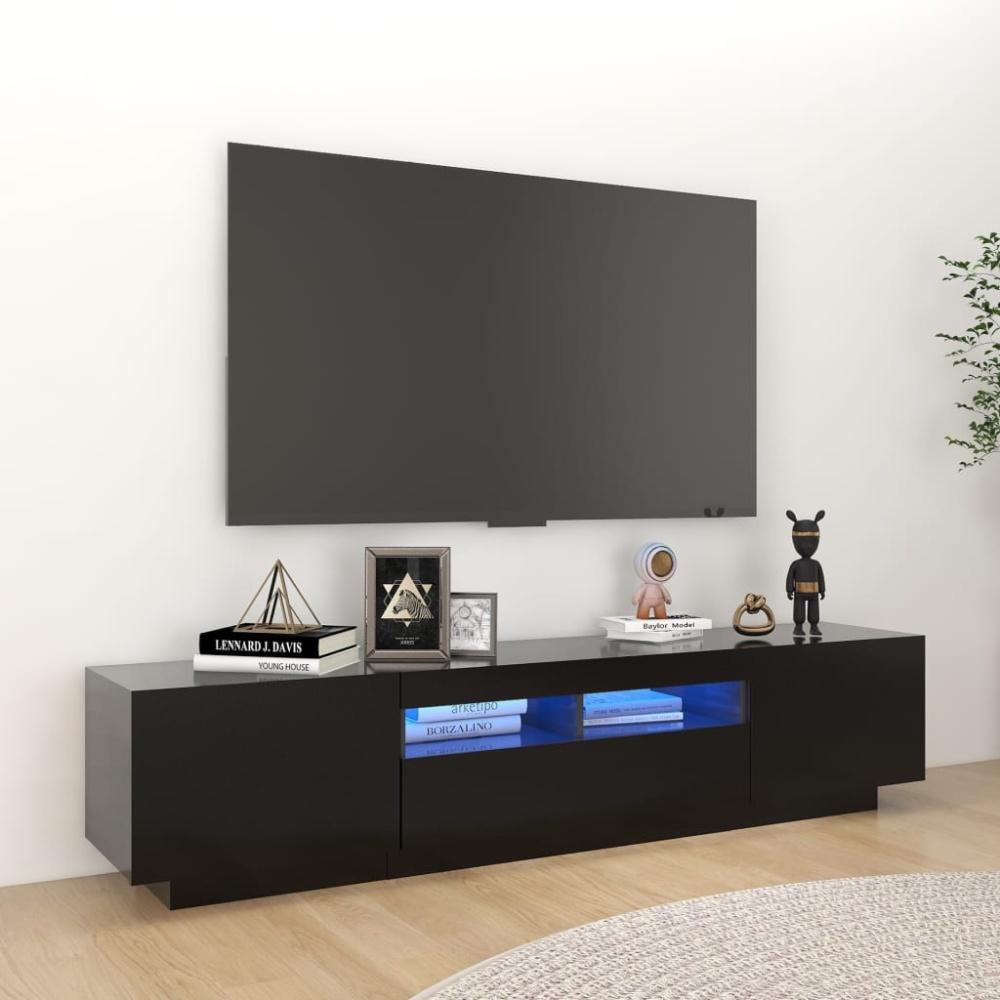 TV-Schrank mit LED-Leuchten Schwarz 180x35x40 cm Bild 1