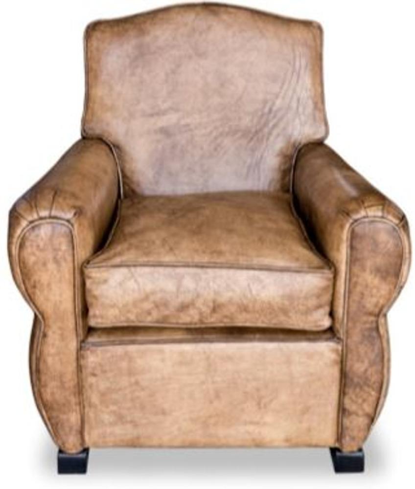 Casa Padrino Echtleder Sessel Buffalo Leder / Antik-Braun - Clubsessel - Lounge Sessel - Vintage Bild 1