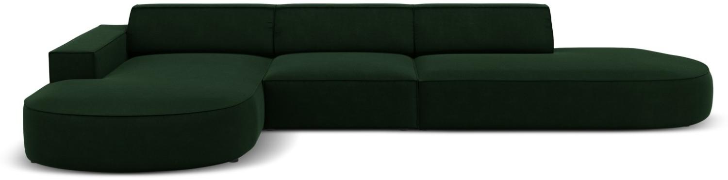 Micadoni 4-Sitzer Samtstoff Ecke links Sofa Jodie | Bezug Bottle Green | Beinfarbe Black Plastic Bild 1