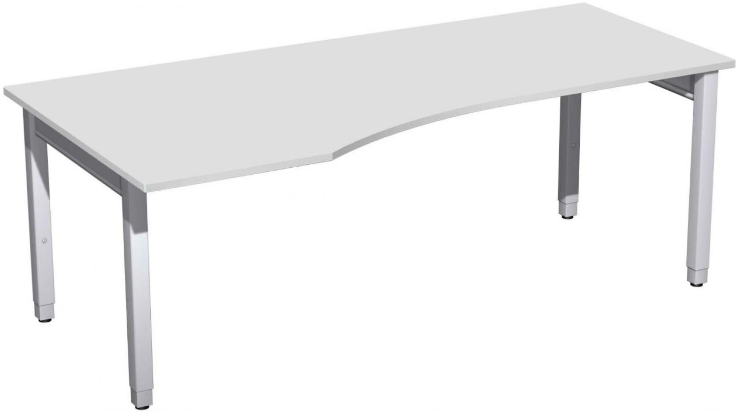 PC-Schreibtisch '4 Fuß Pro Quadrat' links höhenverstellbar, 200x100x68-86cm, Lichtgrau / Silber Bild 1