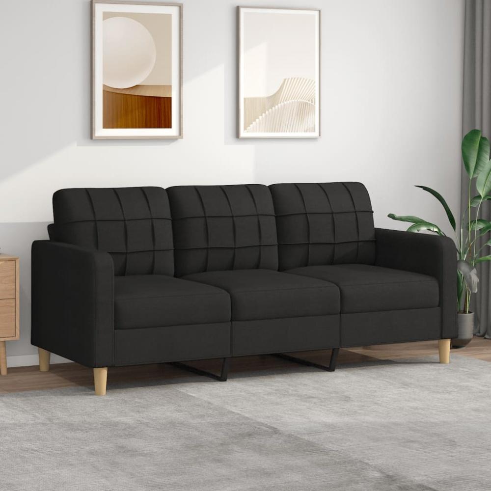 vidaXL 3-Sitzer-Sofa Schwarz 180 cm Stoff Bild 1
