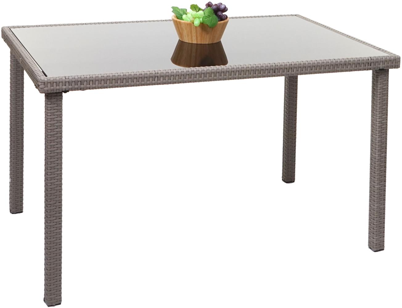 Poly-Rattan Tisch HWC-G19, Gartentisch Balkontisch, 120x75cm ~ grau Bild 1