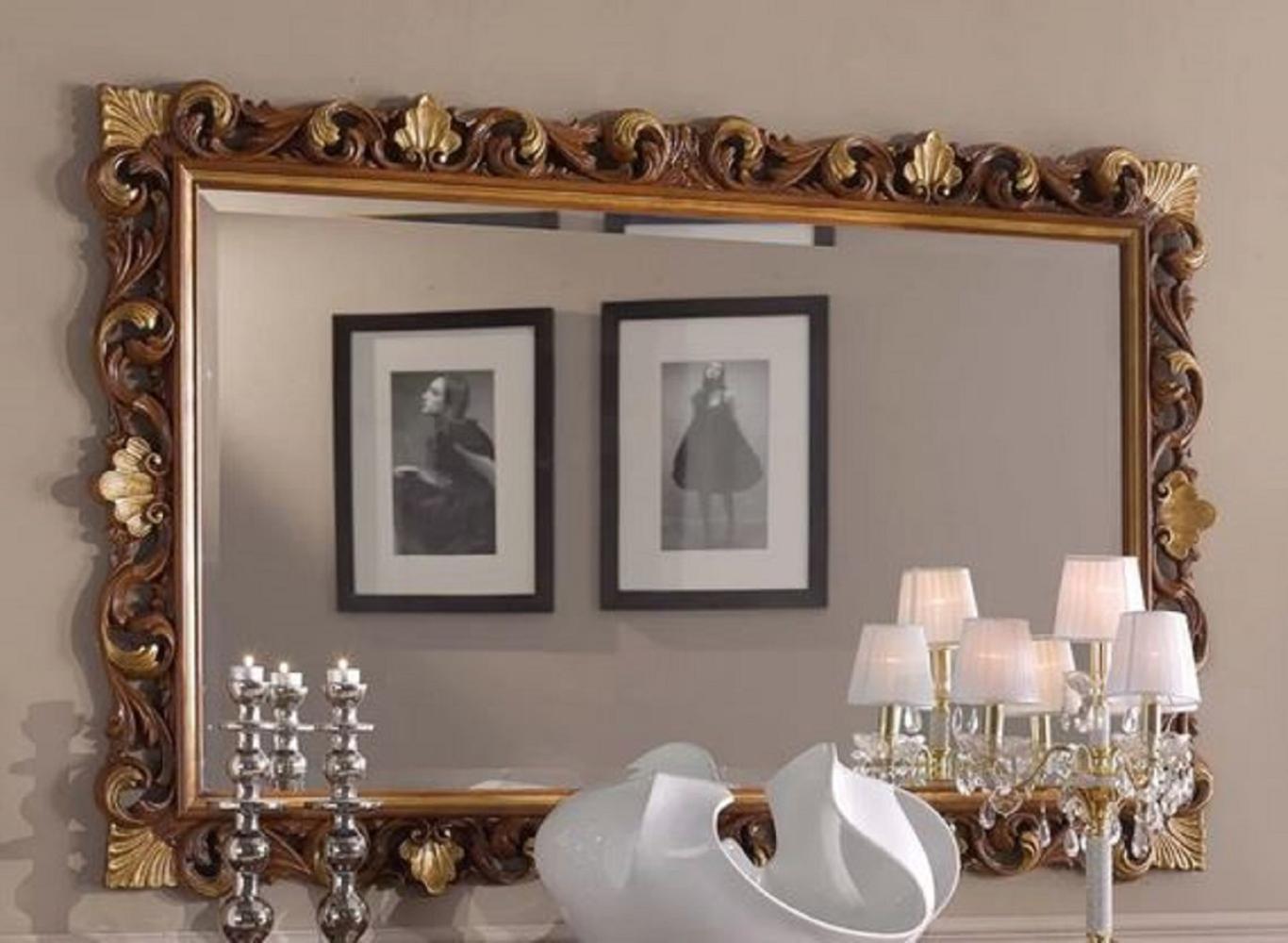 Casa Padrino Luxus Barock Spiegel Braun / Gold - Rechteckiger Wandspiegel im Barockstil - Prunkvolle Barock Möbel - Luxus Qualität - Made in Italy Bild 1