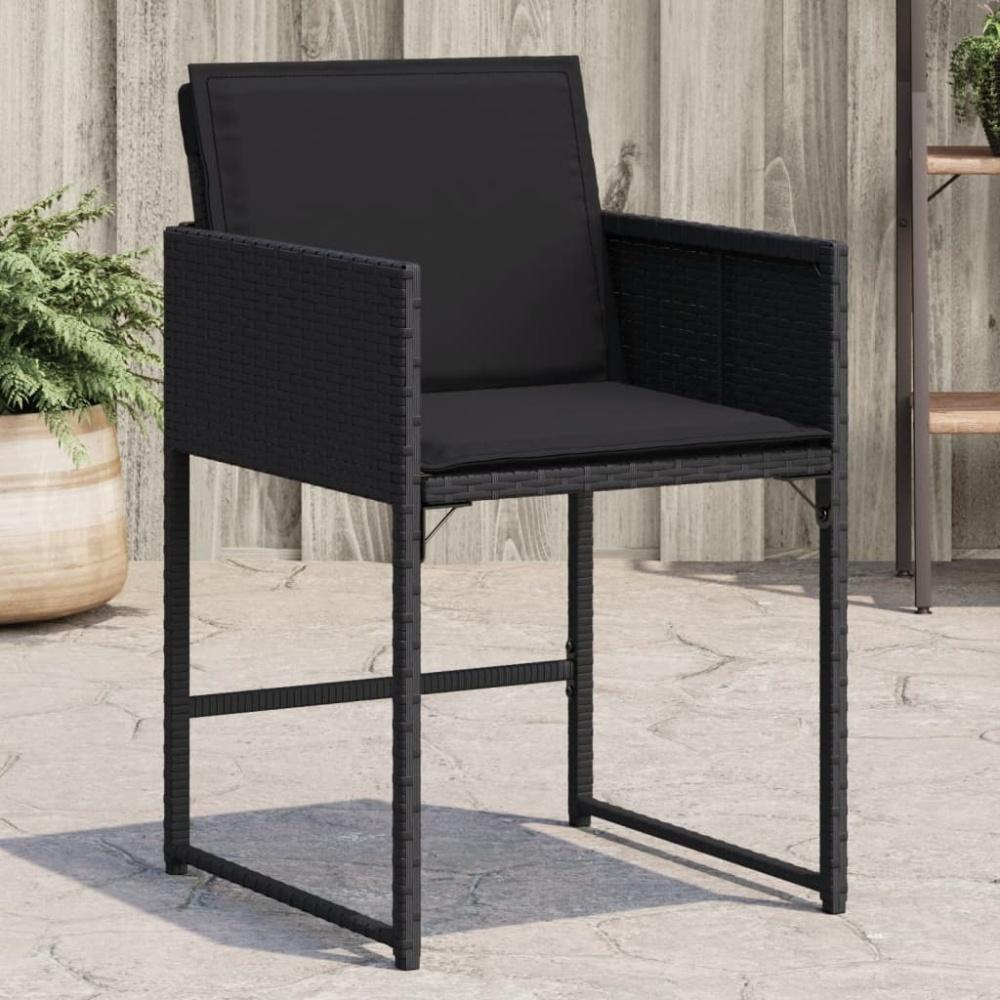 vidaXL Gartenstühle mit Kissen 4 Stk. Schwarz Poly Rattan Bild 1