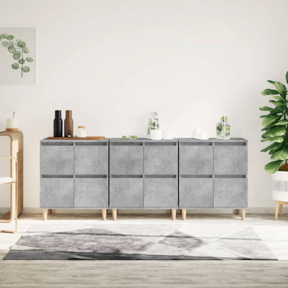 Sideboards 3 Stk. Betongrau 60x35x70 cm Holzwerkstoff (Farbe: Grau) Bild 1