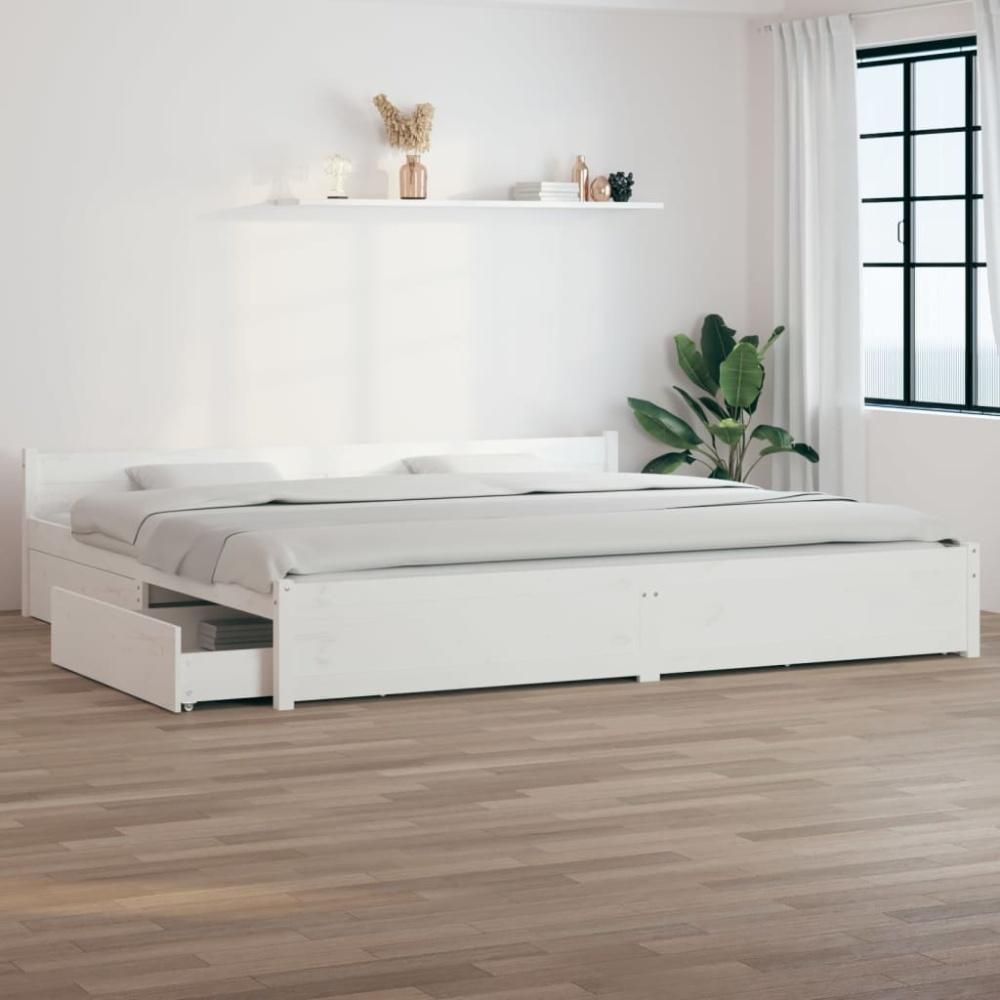 vidaXL Bett mit Schubladen Weiß 200x200 cm [3103580] Bild 1