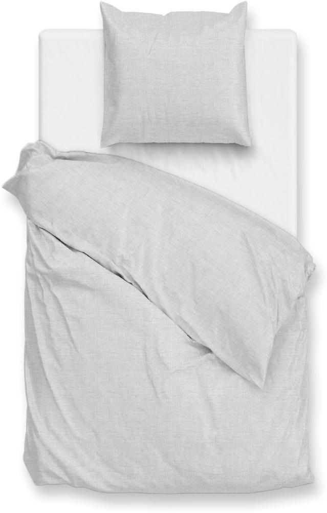 Zo! Home Flanell Bettwäsche 155x220 Flanella di Lino Dove Grey uni Melange silber Bild 1