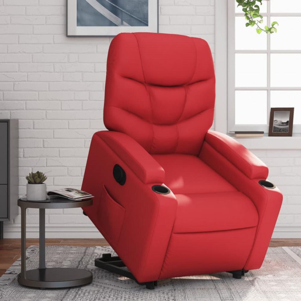 Relaxsessel mit Aufstehhilfe Elektrisch Rot Kunstleder (Farbe: Rot) Bild 1