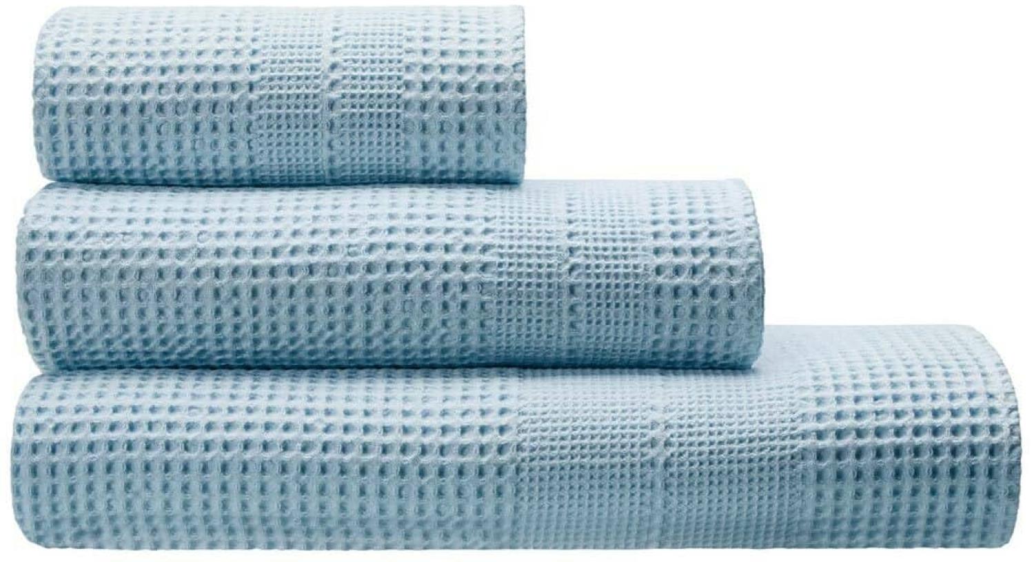Cotonea Waffelpikee-Handtücher aus Bio Baumwolle | Gästetuch 35x50 cm | hellblau Bild 1