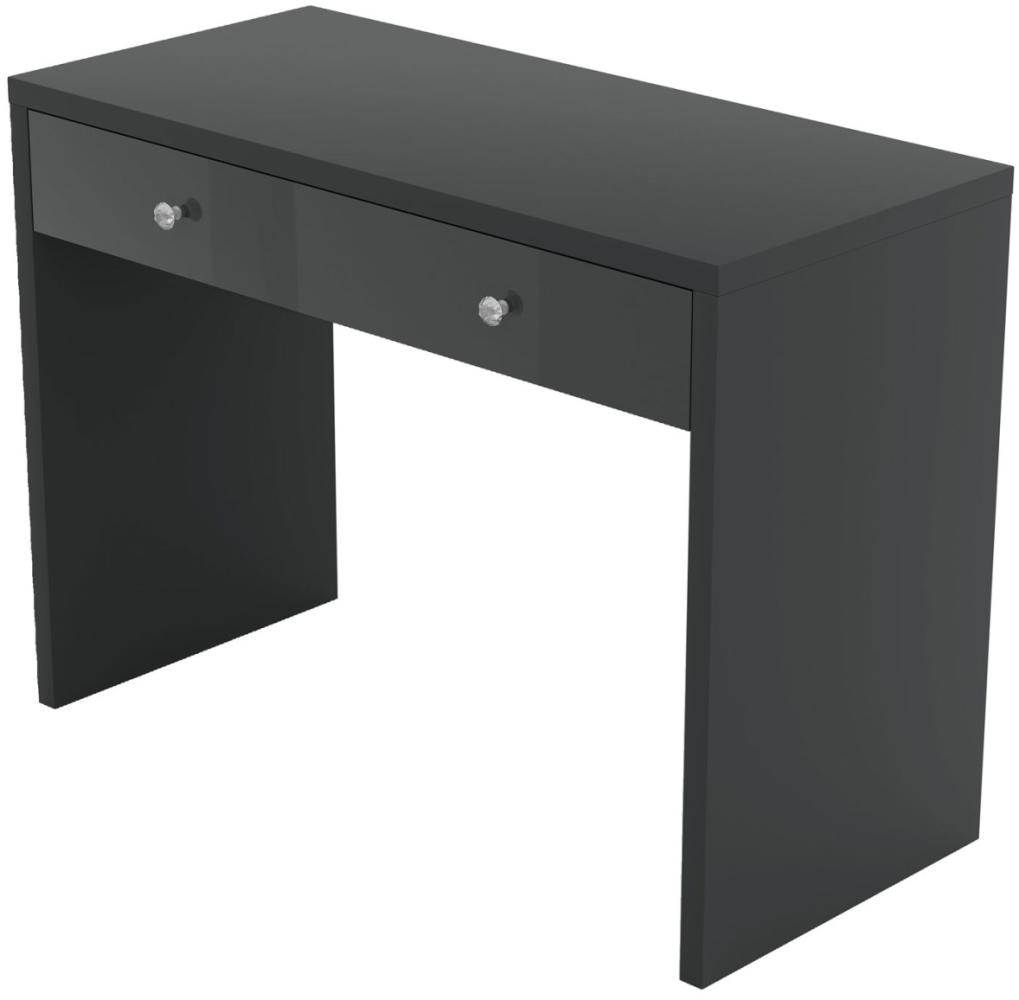 Schreibtisch Computertisch Irun 110x50x78cm grau Hochglanz mit Schublade Bild 1