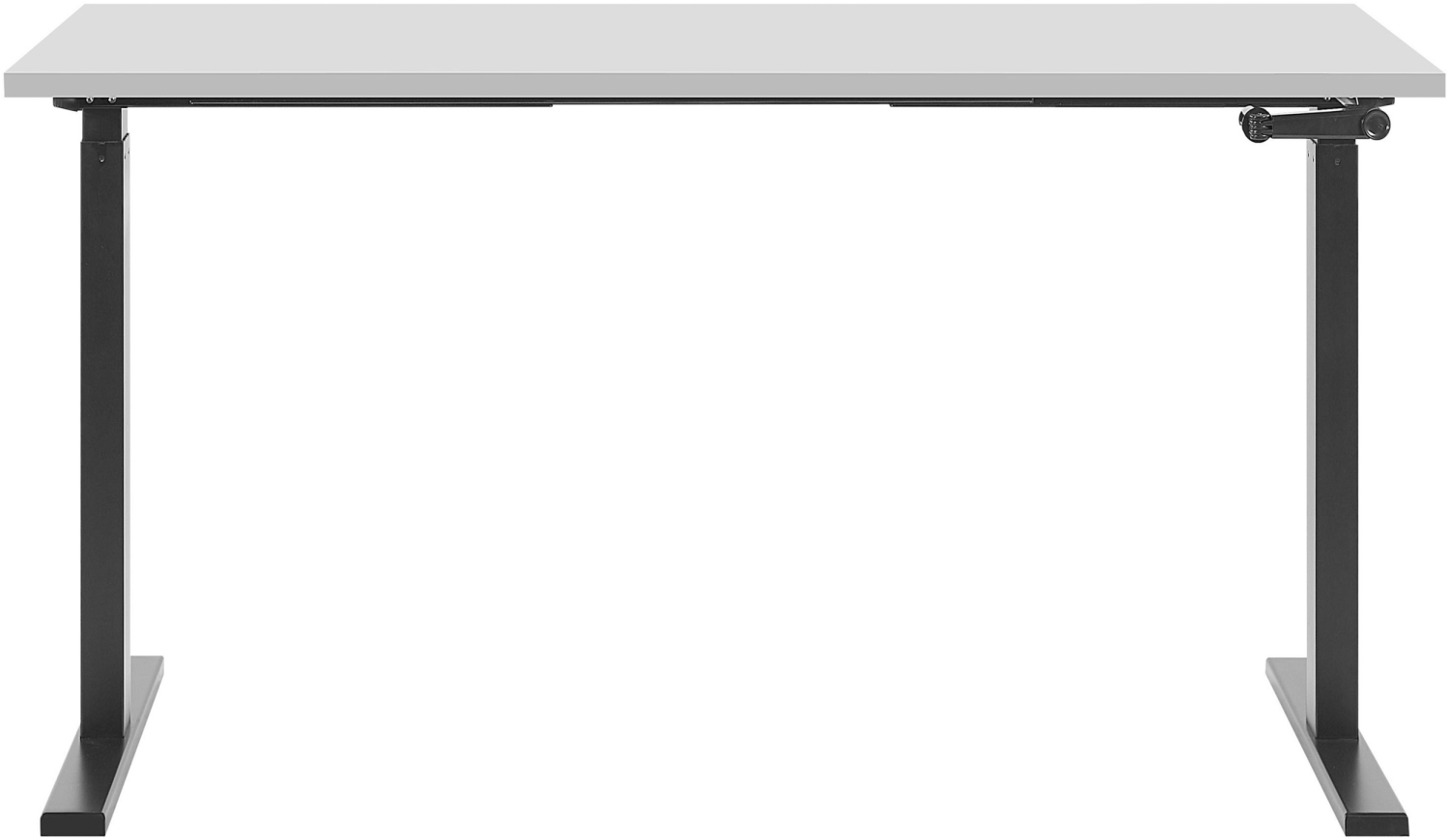 Schreibtisch manuell höhenverstellbar, Spanplatte Grau/ Schwarz, 76-116 x 130 x 72 cm Bild 1
