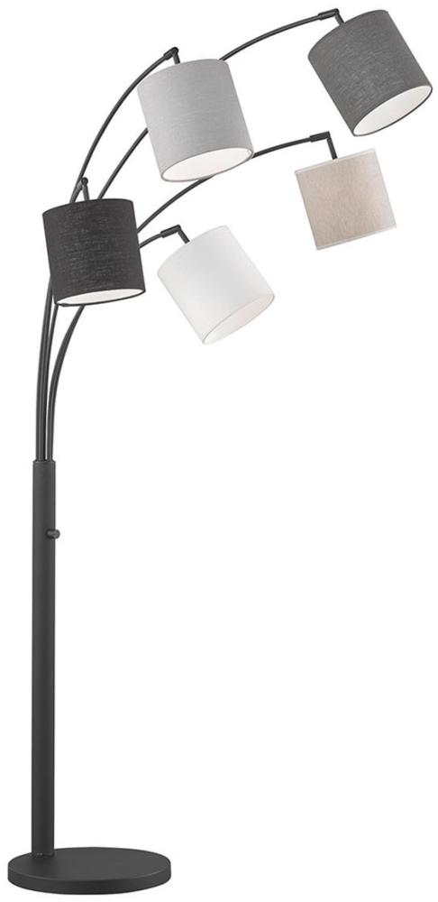 LED Stehlampe mehrflammig Schwarz 5 Lampenschirme Leinen - 180cm groß Bild 1