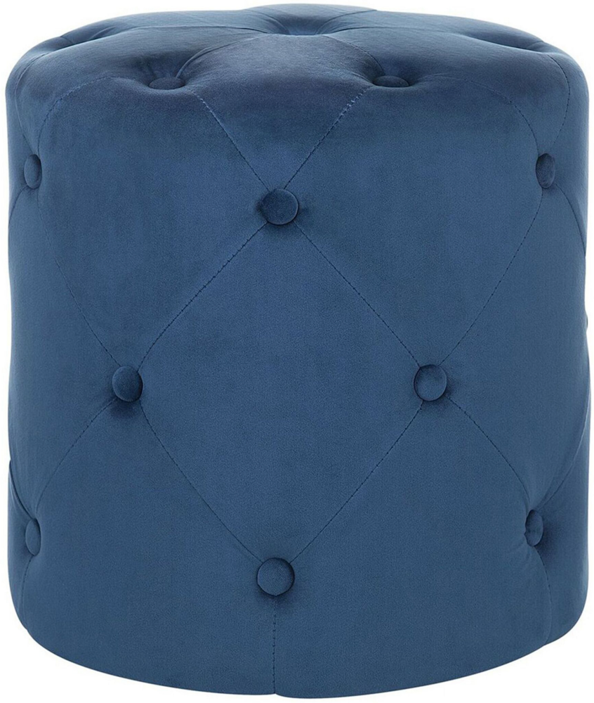 Pouf Samtstoff dunkelblau ⌀ 40 cm COROLLA Bild 1