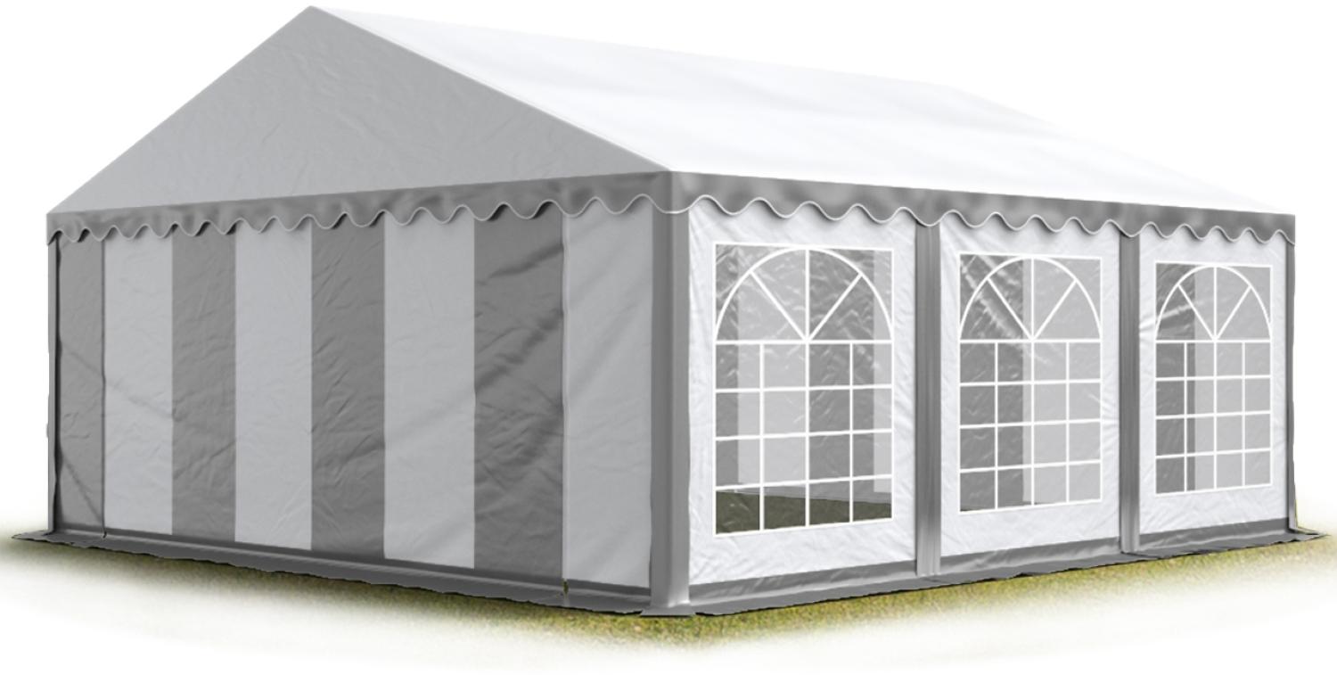 Party-Zelt Festzelt 4x6 m feuersicher Garten-Pavillon -Zelt PVC Plane 750 N in grau-weiß Wasserdicht Bild 1