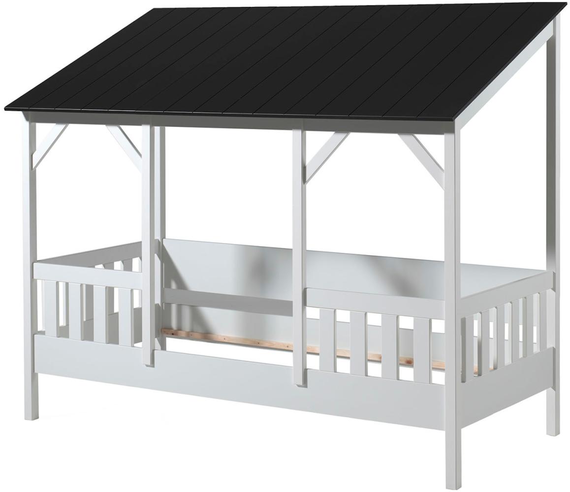 Hausbett Avery Vipack inklusive Dachüberbau aus hochwertigem MDF Werkstoff + Massivholz in 90*200 cm Dach schwarz Bild 1