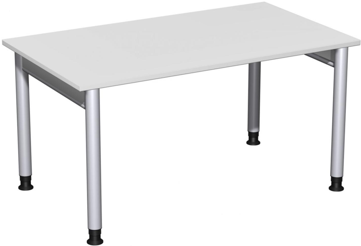Schreibtisch '4 Fuß Pro' höhenverstellbar, 140x80cm, Lichtgrau / Silber Bild 1