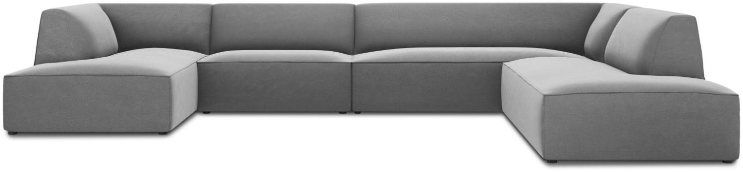 Micadoni 7-Sitzer Samtstoff Panorama Ecke rechts Sofa Ruby | Bezug Grey | Beinfarbe Black Plastic Bild 1