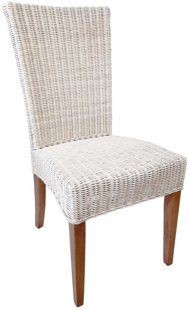 Rattanstuhl Esszimmer Stuhl weiß Cardine Korbstuhl nachhaltig Wintergarten Stuhl ohne Sitzkissen Bild 1