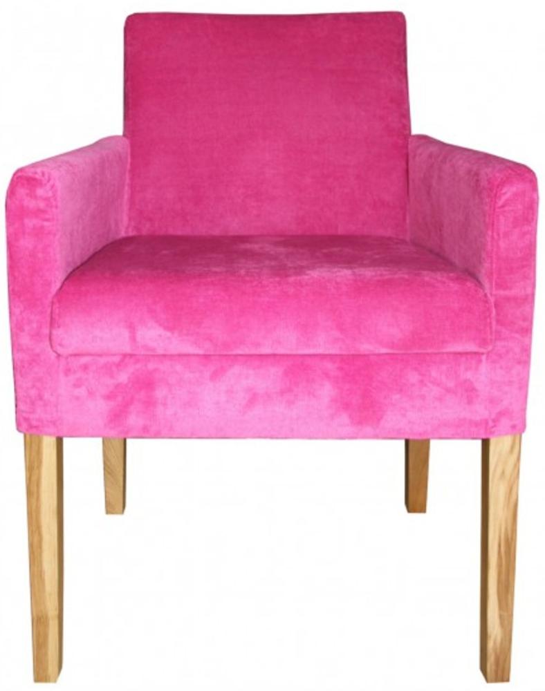 Casa Padrino Luxus Esszimmer Stuhl Pink / Holz Farbig mit Armlehnen Bild 1