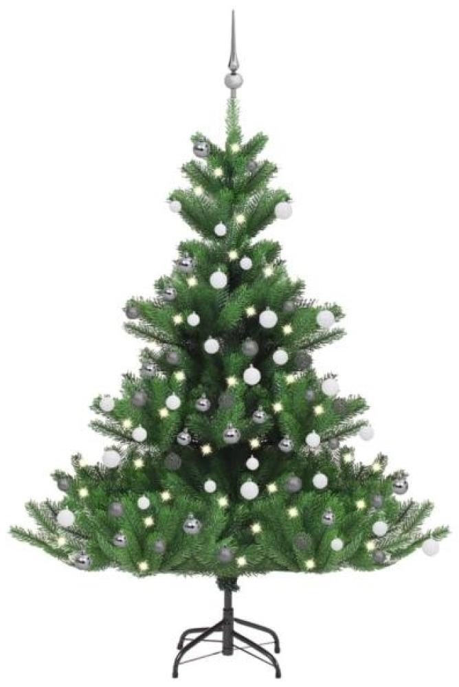 vidaXL Künstlicher Weihnachtsbaum Nordmann LED & Kugeln Grün 150 cm, Mit Beleuchtung [3077731] Bild 1