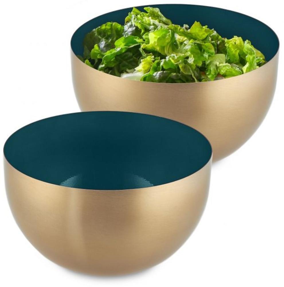 2 x Salatschüssel Edelstahl grün-gold 10042523 Bild 1
