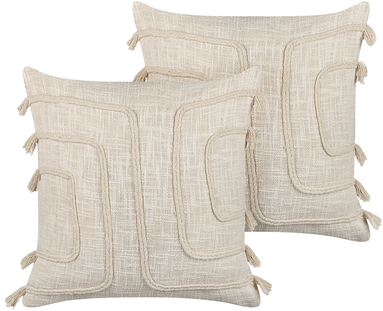Dekokissen abstrakt Muster Baumwolle beige 45 x 45 cm 2er Set PLEIONE Bild 1