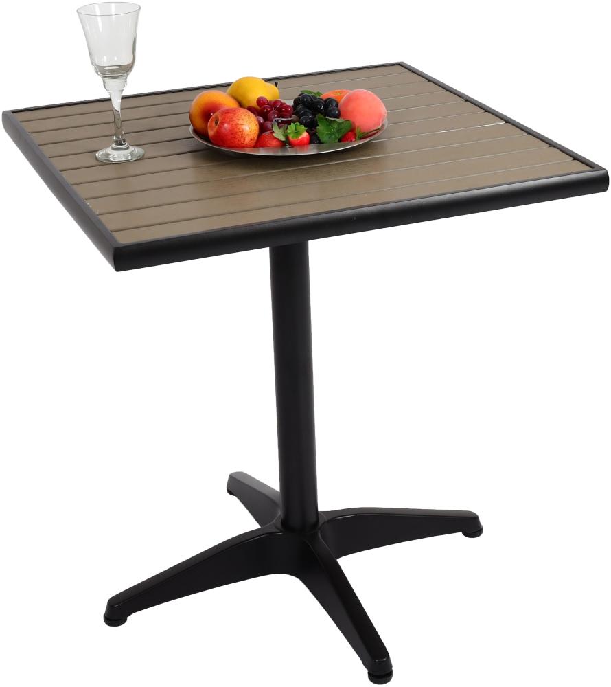 Gartentisch HWC-J95, Balkontisch Bistrotisch, Gastronomie Outdoor-Beschichtung Alu Holzoptik ~ schwarz, grau Bild 1