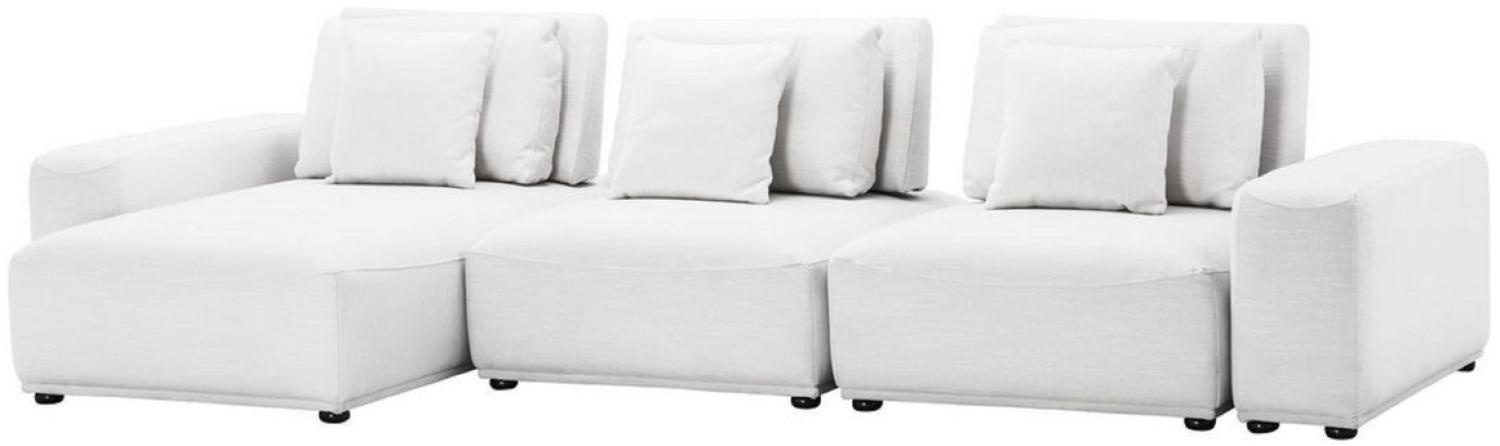 Casa Padrino Luxus Wohnlandschaft Weiß / Schwarz 340 x 159 x H. 83 cm - Wohnzimmer Sofa mit 6 Kissen - Luxus Qualität Bild 1