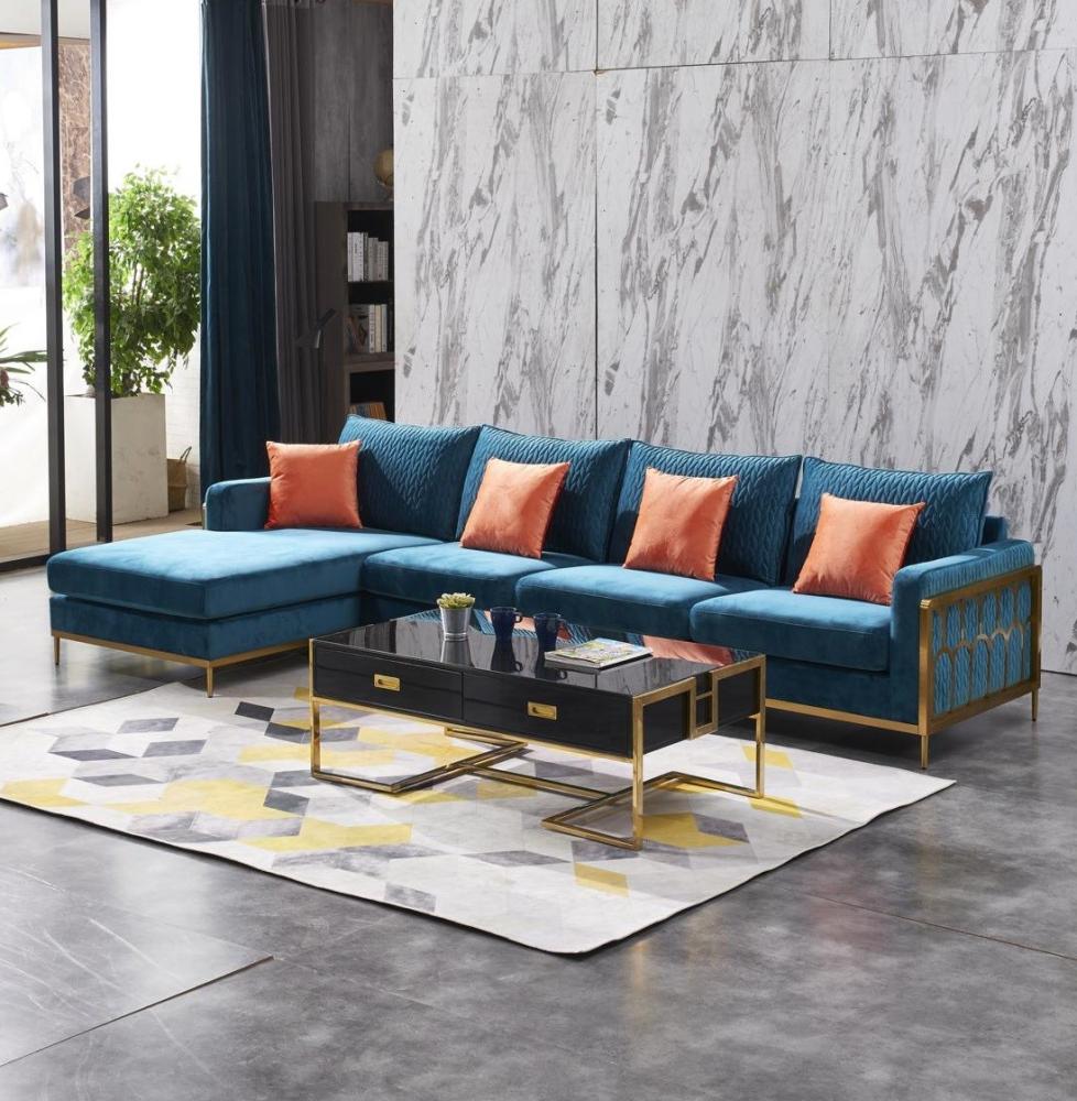 Ecksofa L Form Couchtisch Sofa Couch Design Polster Luxus Blau Tisch Bild 1