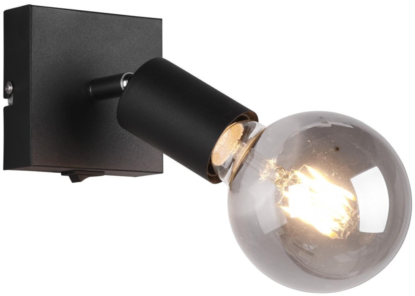 LED Wandstrahler Schwarz dimmbar, 1 flammiger Spot mit Schalter, 9x11cm Bild 1
