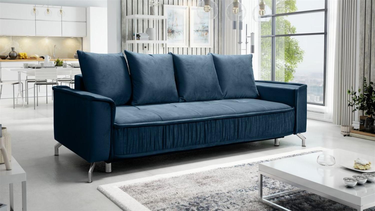 Schlafsofa Sofa 3-Sitzer FLORENCE Stoff Element Dunkelblau Bild 1