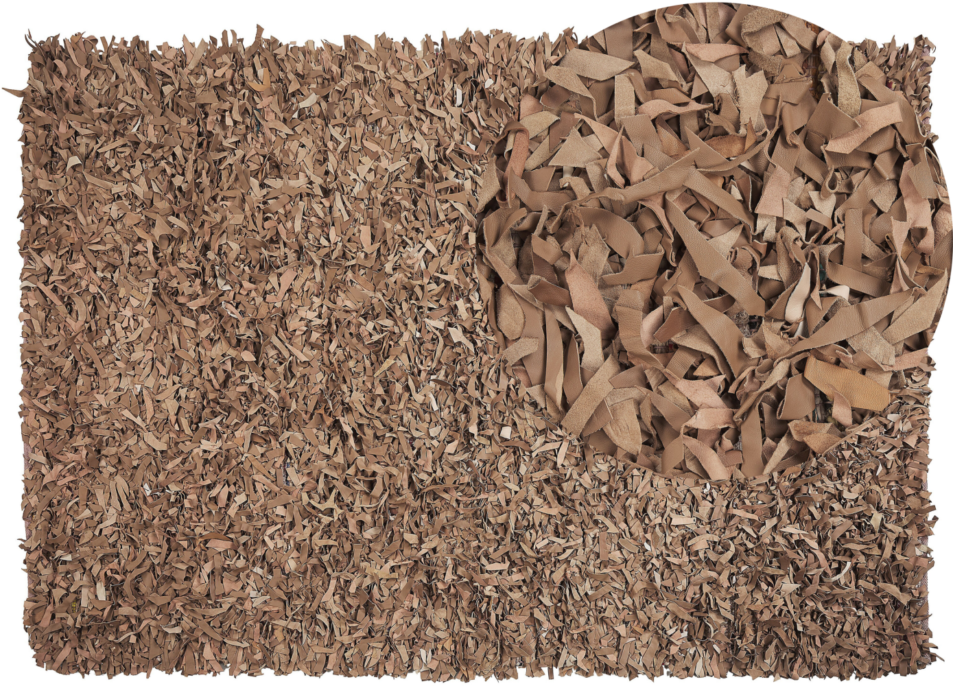 Teppich beige 140 x 200 cm Leder Shaggy MUT Bild 1