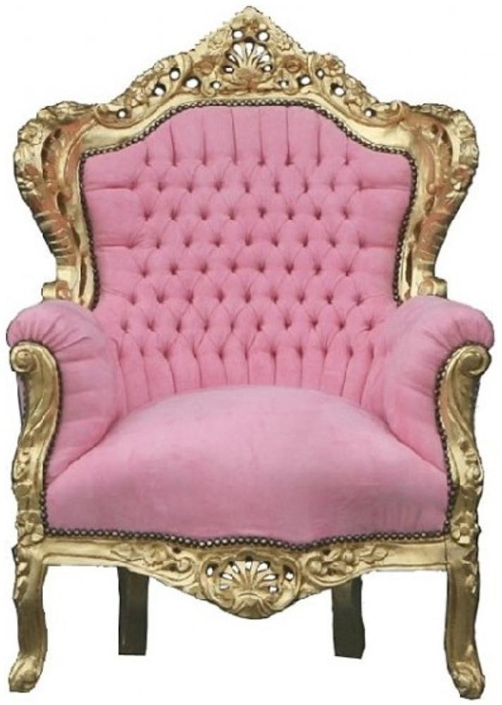 Casa Padrino Barock Sessel King Rosa / Gold - Luxus Möbel im Antik Stil Bild 1