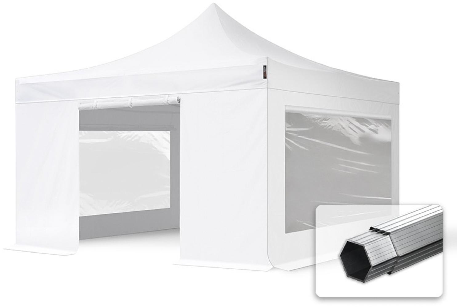 4x4 m Faltpavillon PROFESSIONAL Alu 40mm, Seitenteile mit Panoramafenstern, weiß Bild 1