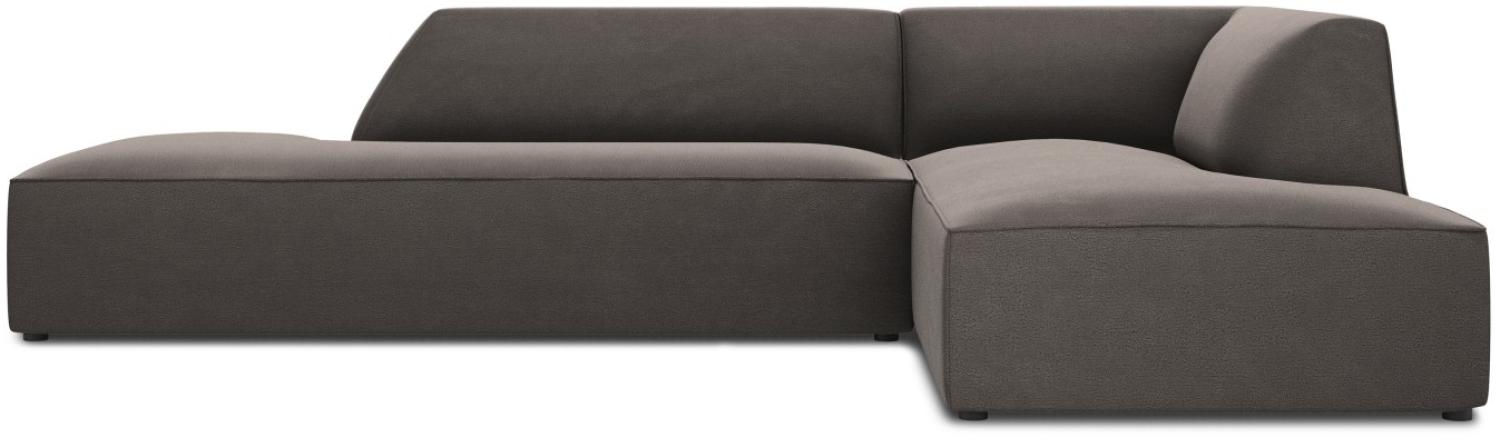 Micadoni 4-Sitzer Samtstoff Modular Ecke rechts Sofa Ruby | Bezug Dark Grey | Beinfarbe Black Plastic Bild 1