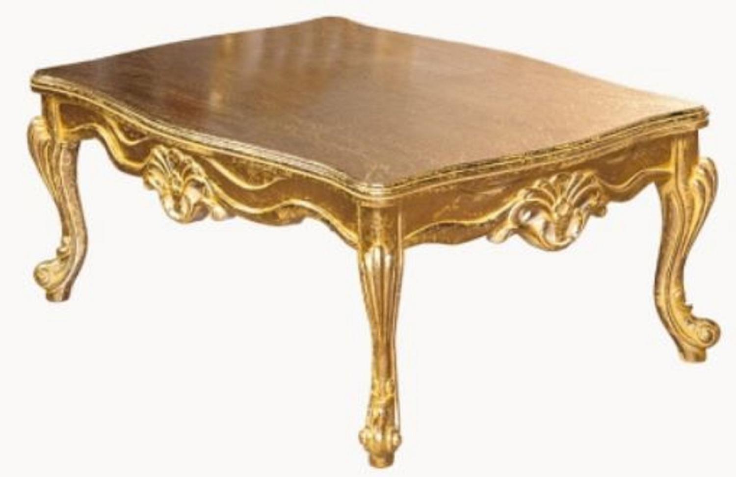 Casa Padrino Luxus Barock Couchtisch Gold - Handgefertigter Massivholz Wohnzimmertisch - Wohnzimmer Möbel im Barockstil - Edel & Prunkvoll Bild 1